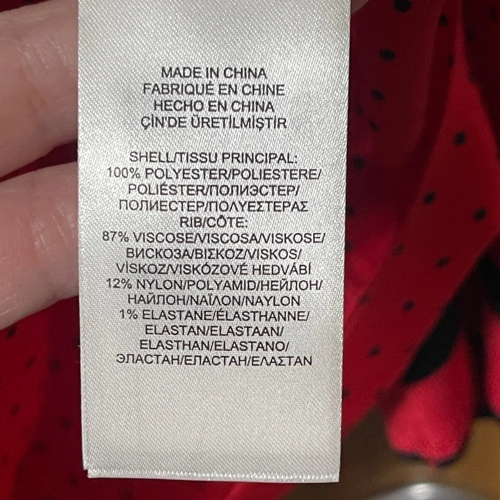 Lauren Ralph Lauren Polka Dot Silky Top Pullover Red Navy Womens Plus Size 2X - Picture 7 of 8